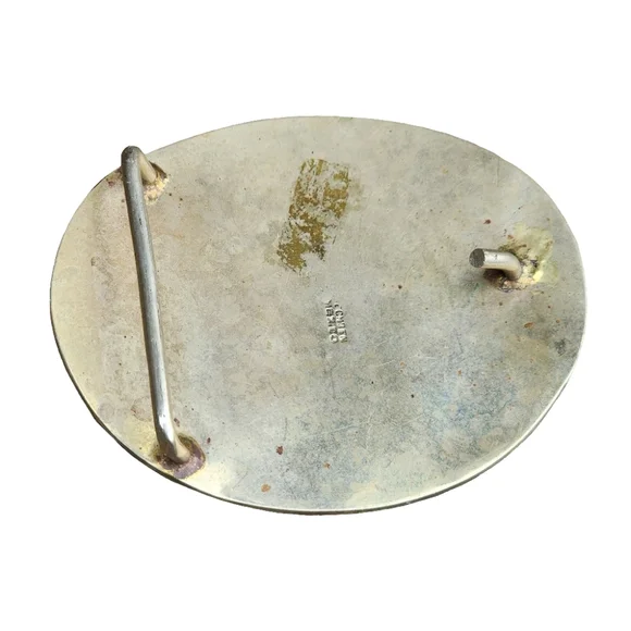 Vintage mother of pearl inlay Mexican belt buckle with figure - Picture 7 of 8